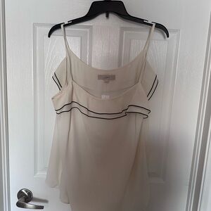 LOFT Cream Spaghetti Strap Top with Black Trim